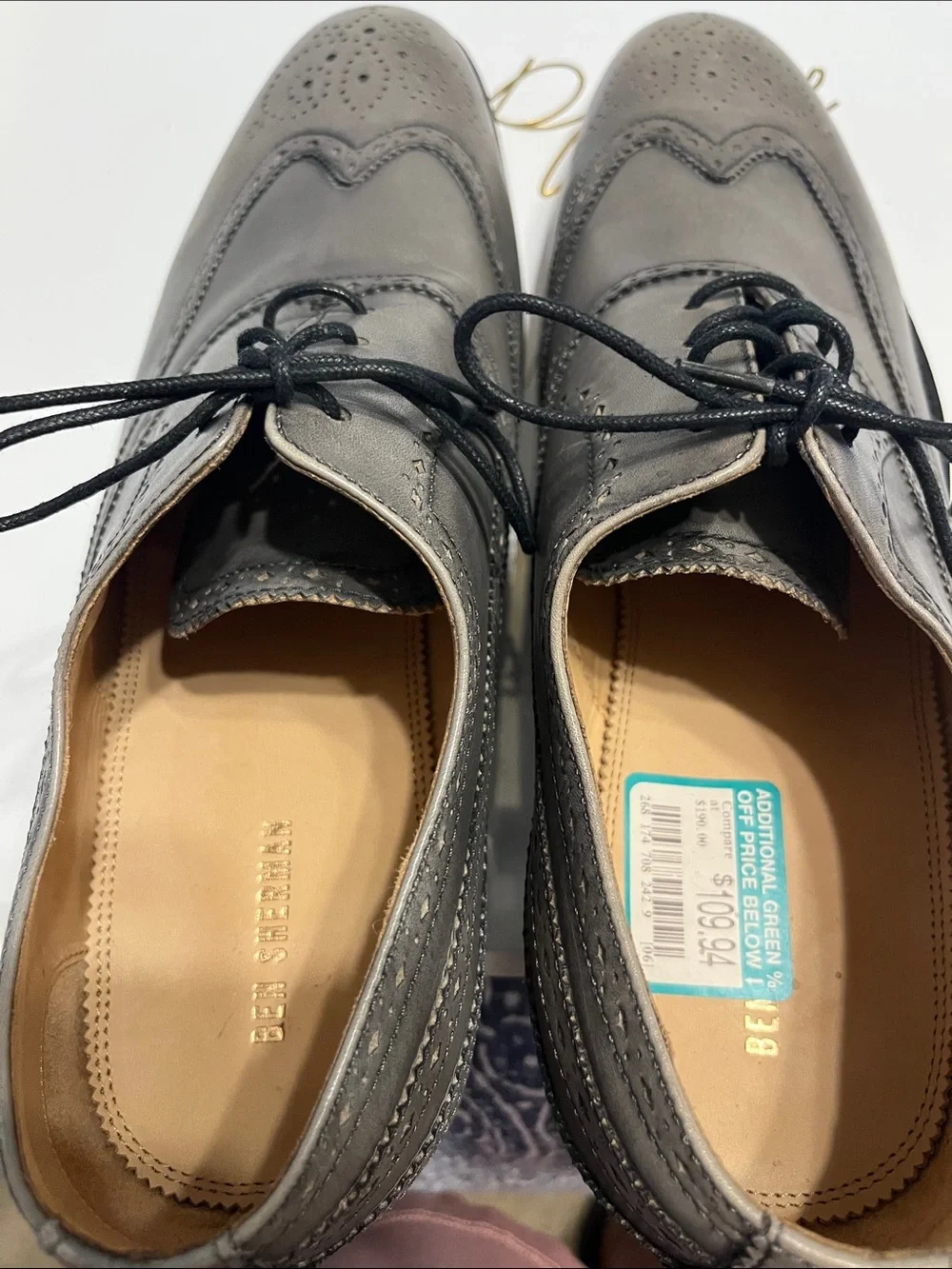Ben Sherman Gray Leather Wingtip Derbys